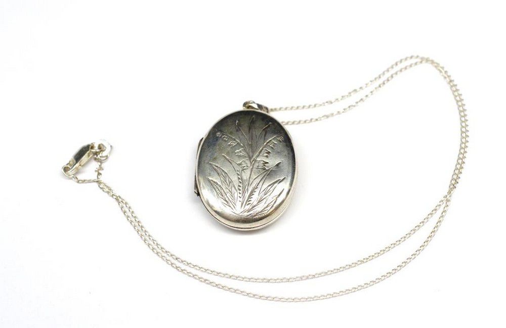 925 Silver Vintage Locket with Chain 25x30mm Necklace/Chain Jewellery