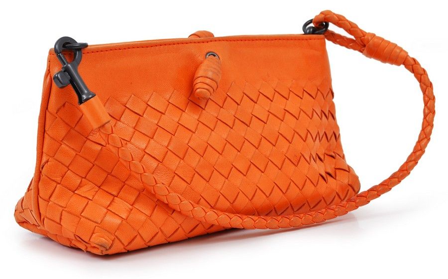 Bottega Veneta Orange Woven Leather Bag - Handbags & Purses - Costume ...