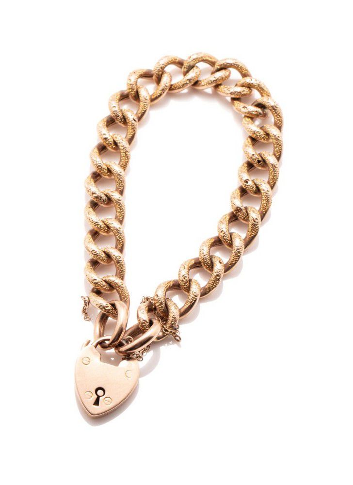 Antique Rose Gold Padlock Bracelet with Heart Clasp - Bracelets/Bangles ...