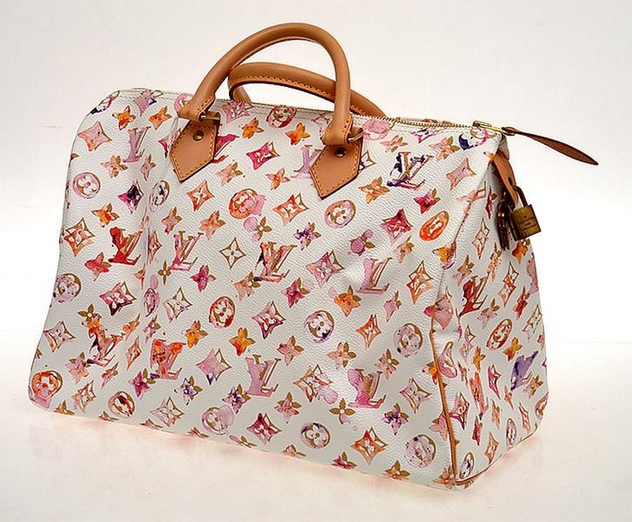 Watercolour LV Bag with Tan Leather Trim - Luggage & Travelling