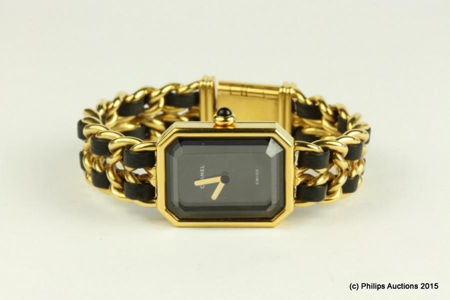 Chanel Premiere Yellow Gold Watch with Black Leather Bracelet - Watches ...