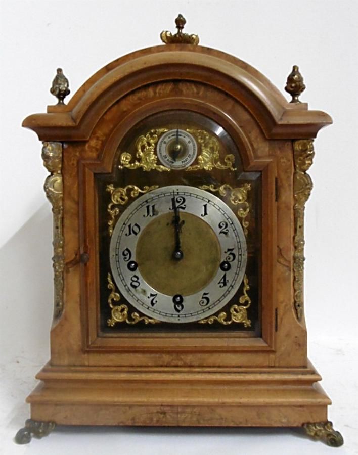 German Walnut Mantel Clock 44cm Height Clocks Mantle And Shelf Horology Clocks And Watches