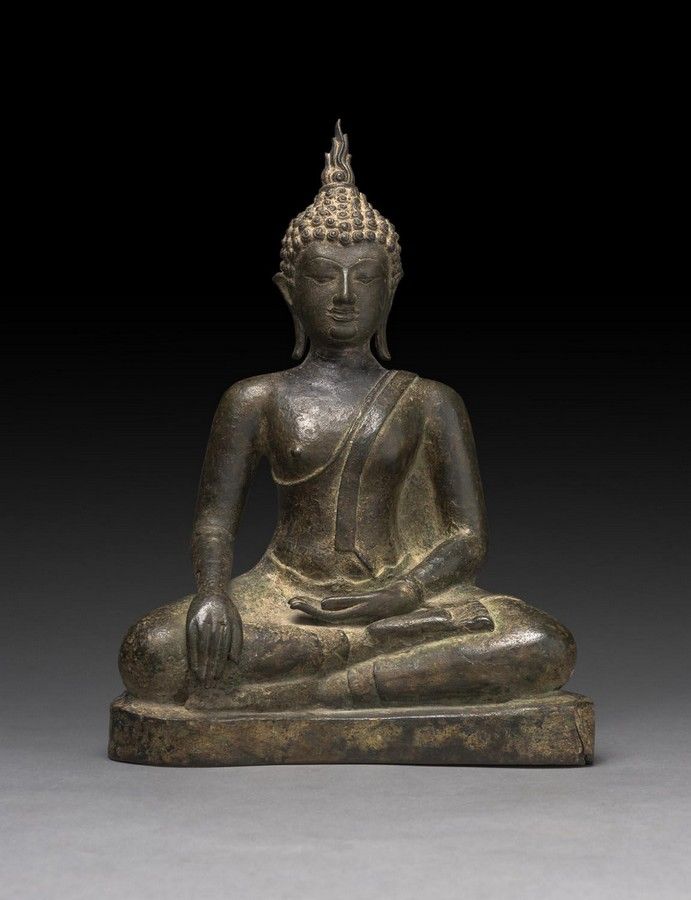Sukhothai Buddha Figure, 15th Century - Bronze - Oriental