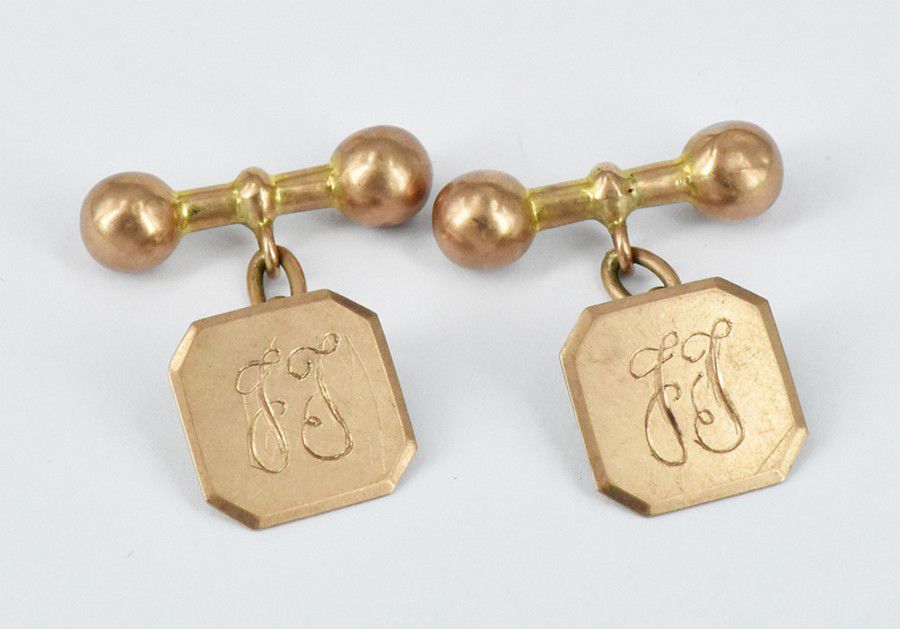 JJ Monogrammed Rose Gold Cufflinks with Dumbbell Backing - Cufflinks ...