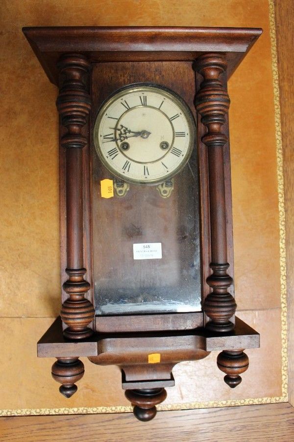 Antique French Wall Clock Has Key And Pendulum In Office Clocks Horology Watches - Antique Pendulum Wall Clock With Key