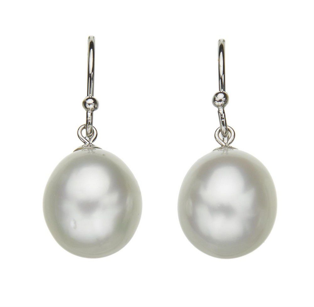 South Sea Pearl Drop Earrings in 18ct White Gold - Earrings - Jewellery