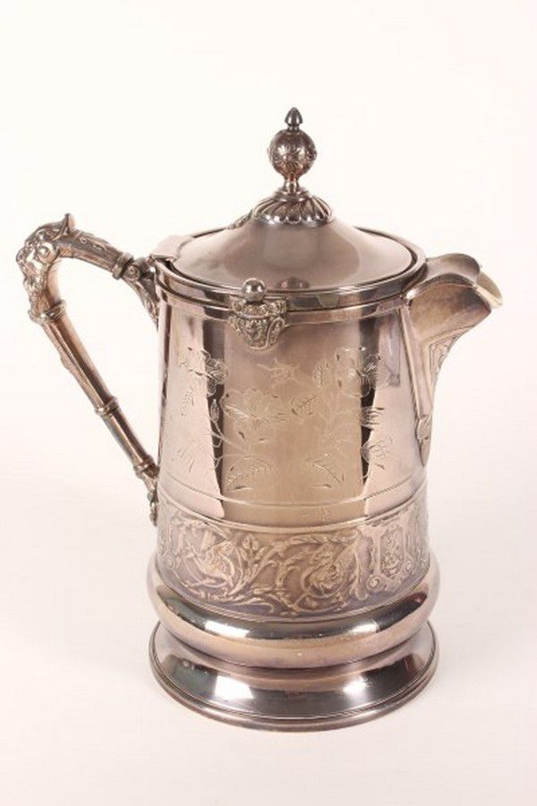 Antique Edwardian Period English Silver Plated Hot Water Jug