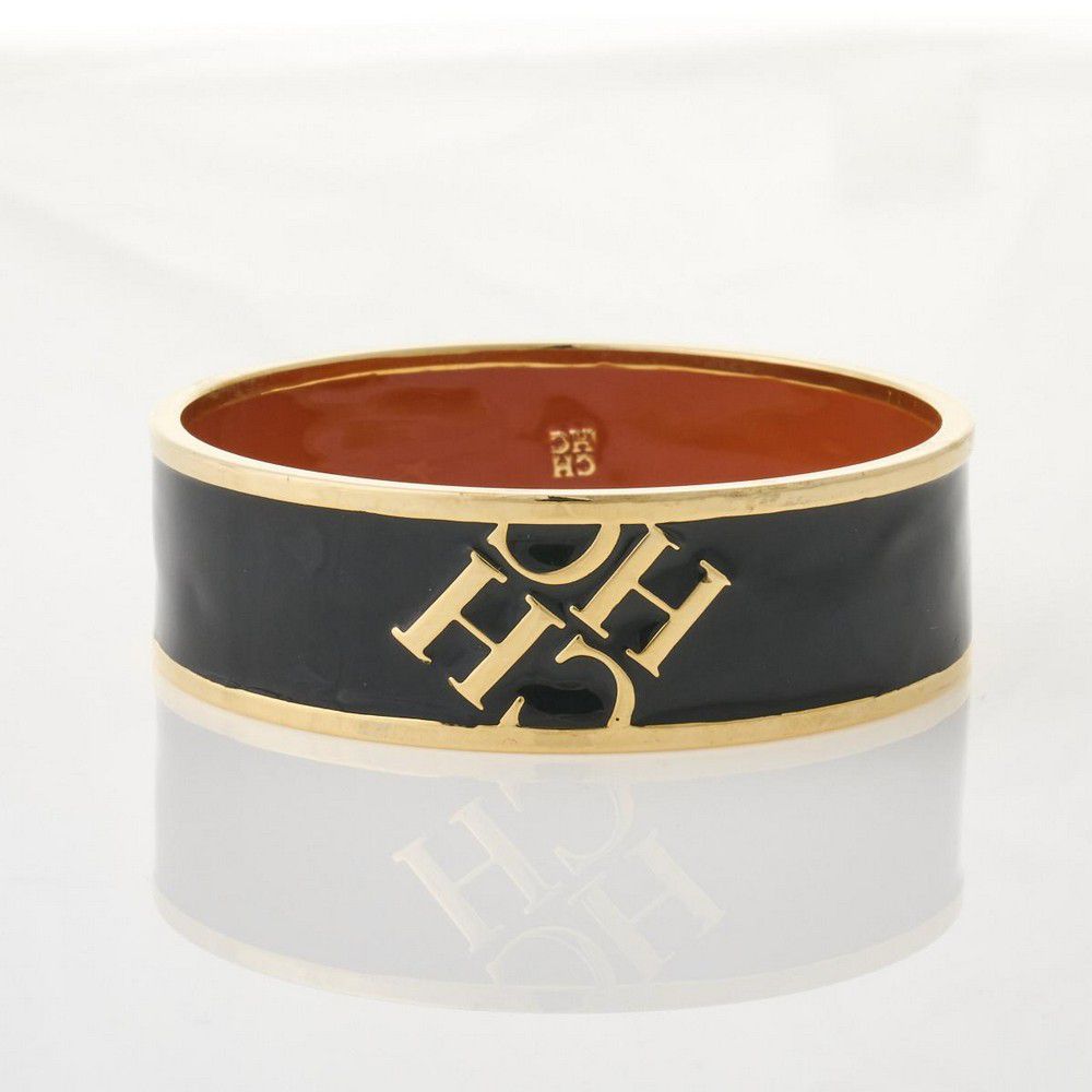 Carolina Herrera Black and Gold Logo Bracelet - Bracelets/Bangles ...