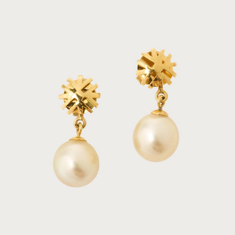 Burmese South Sea Pearl Drop Earrings in 14ct Gold - Earrings - Jewellery