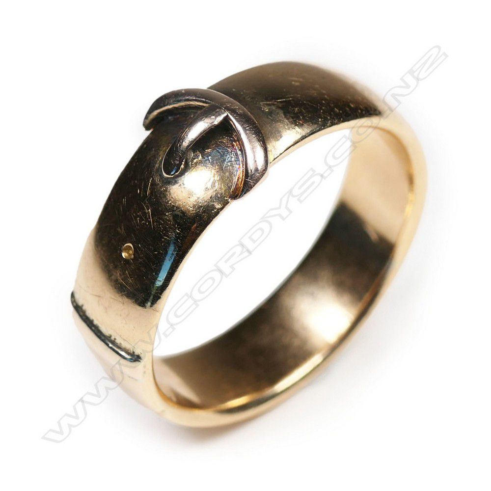 15ct Rose Gold Buckle Ring, Early 20th Century Rings Jewellery