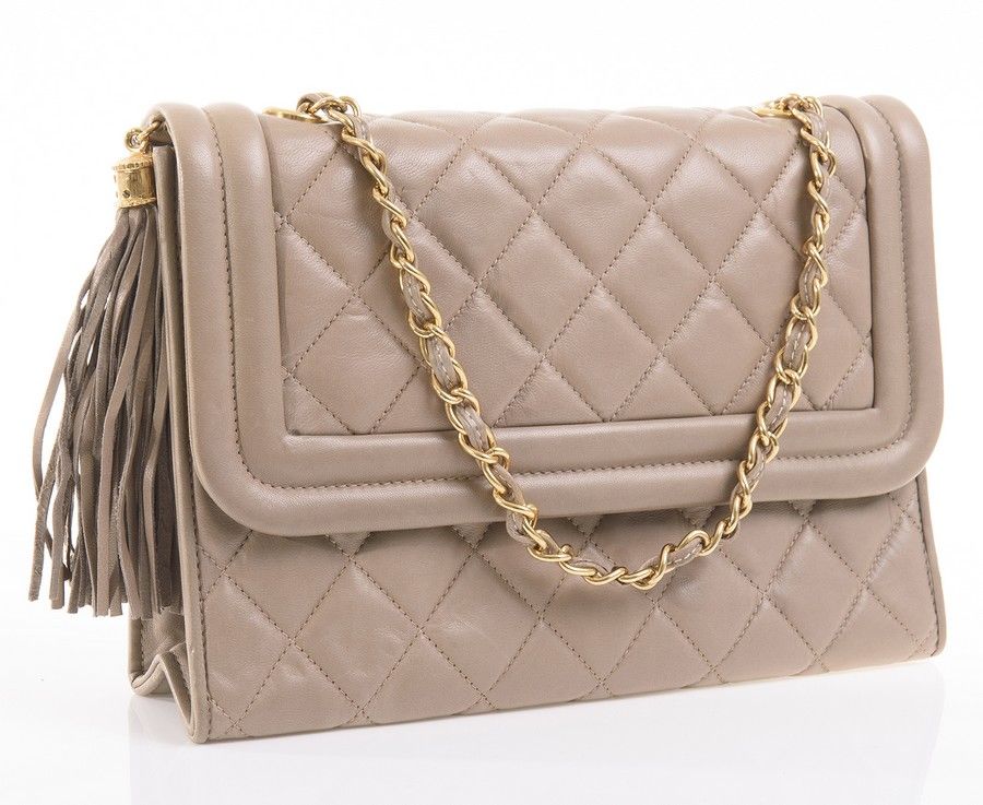 A handbag by Chanel, styled in taupe quilted calf leather with… - Handbags & Purses - Costume ...