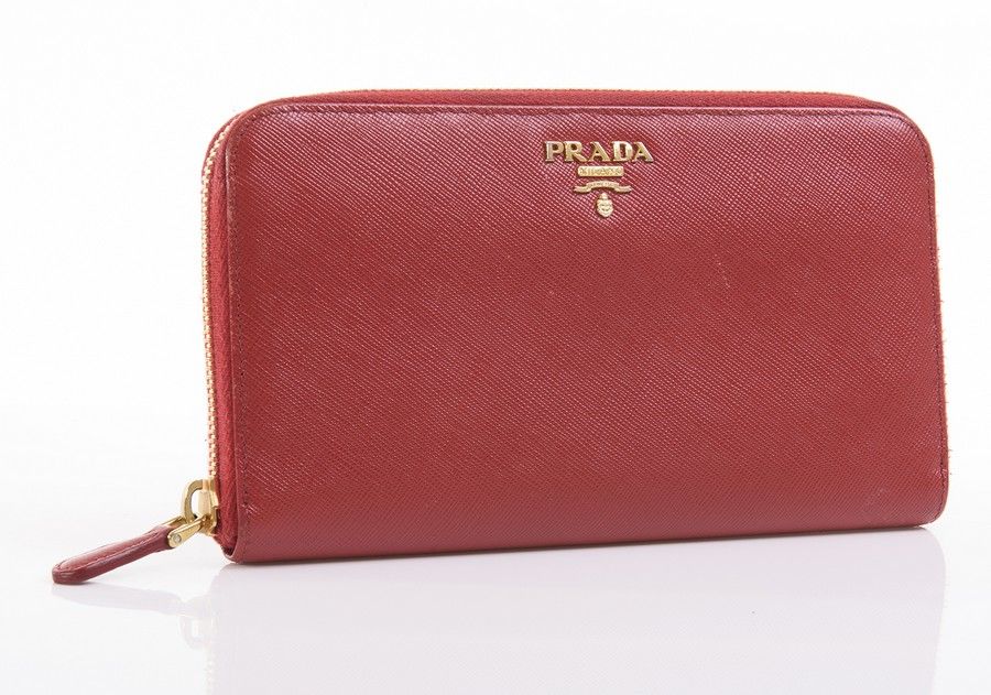 Prada Red Leather Wallet with Gold Hardware - Handbags & Purses ...