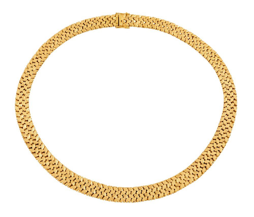 Textured 18ct Gold Link Necklace with Box Clasp - Necklace/Chain ...