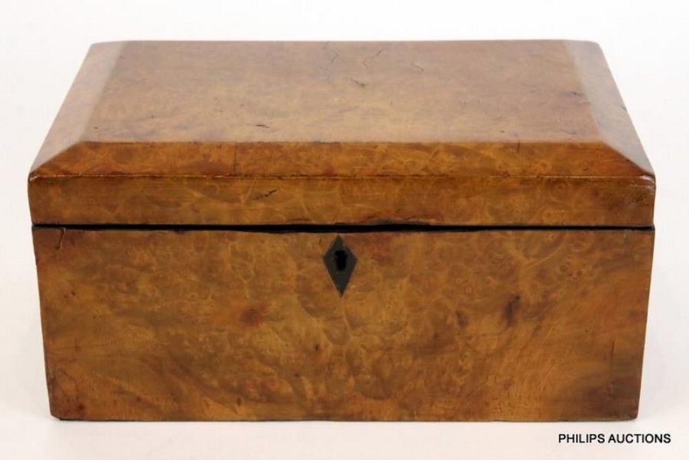 A late Victorian burr walnut veneer work box, late 19th century ...