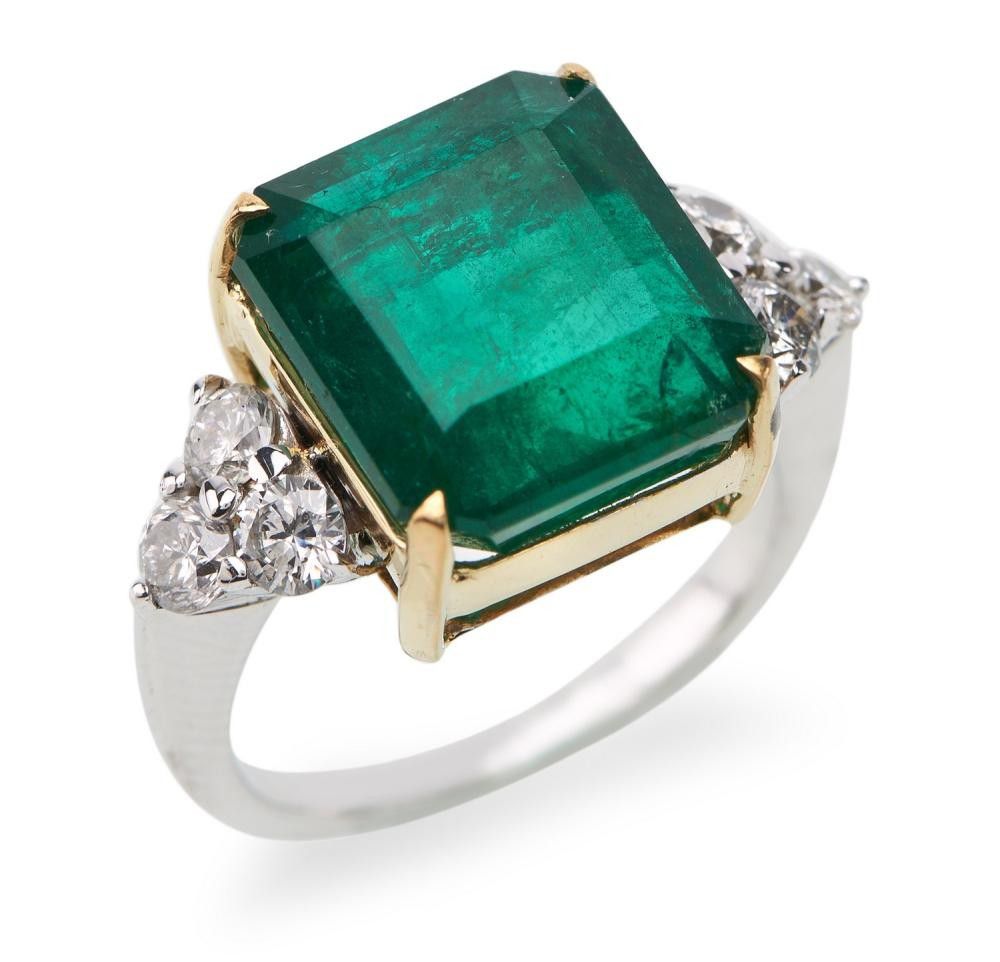 9.67ct Emerald and Diamond Ring with GSL Report - Rings - Jewellery