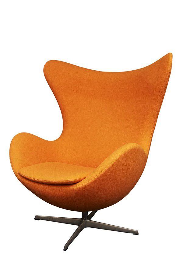 Arne Jacobsen Egg Chair with Orange Fabric Upholstery - Scandinavian ...