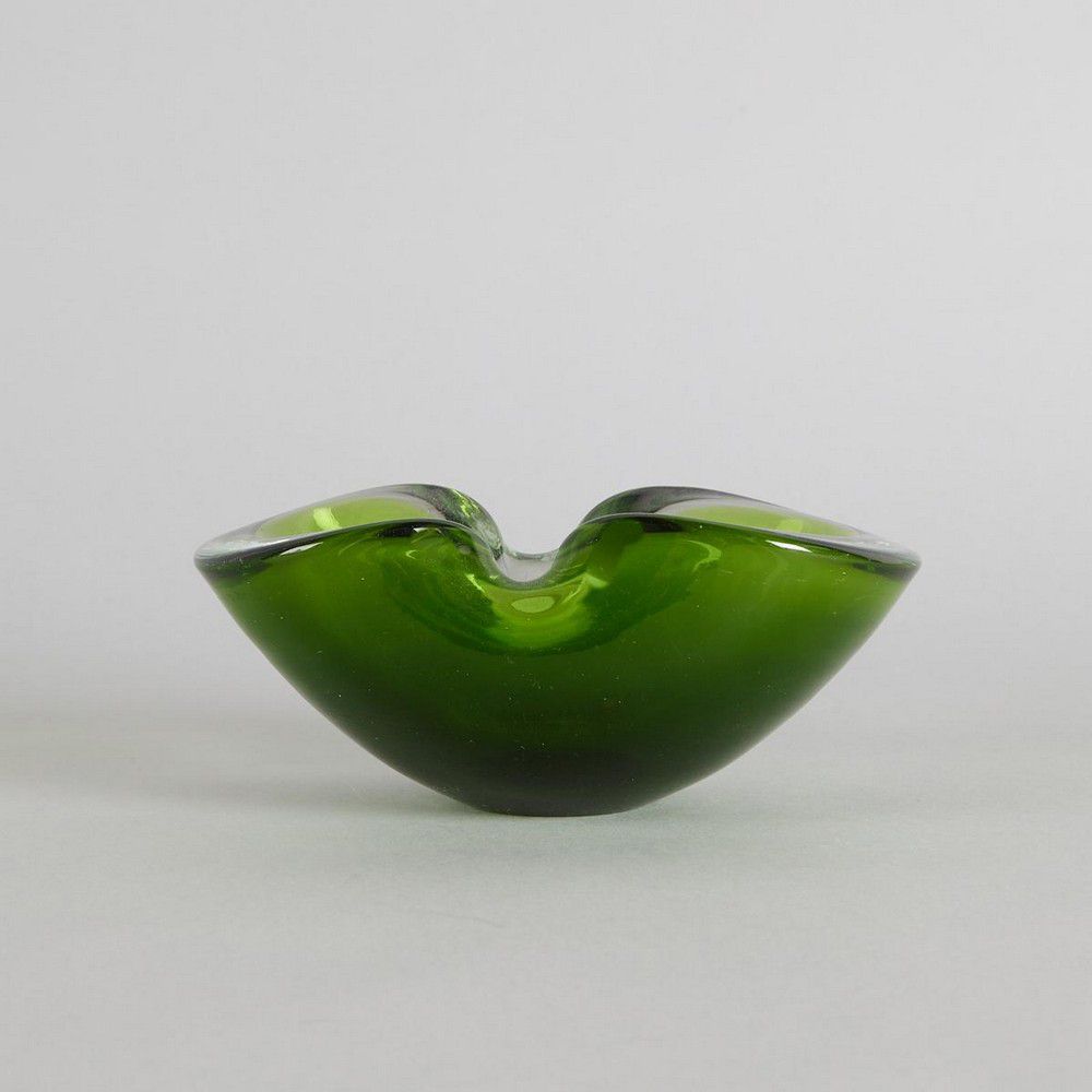 Green And Clear Murano Glass Ashtray Venetian Murano Glass 0921