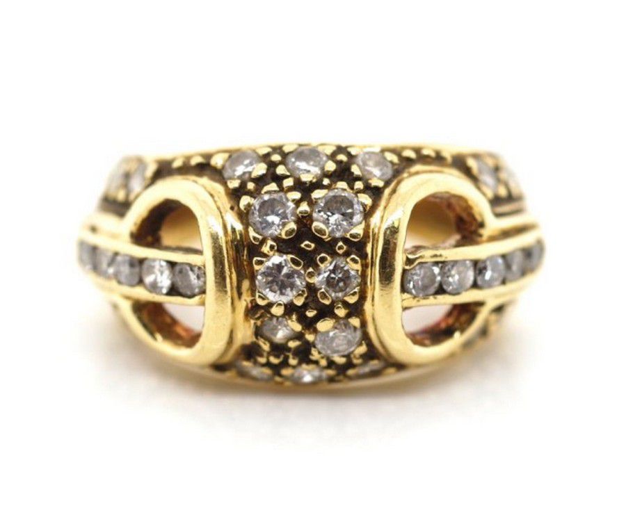 18ct Yellow Gold Diamond Buckle Ring - Rings - Jewellery