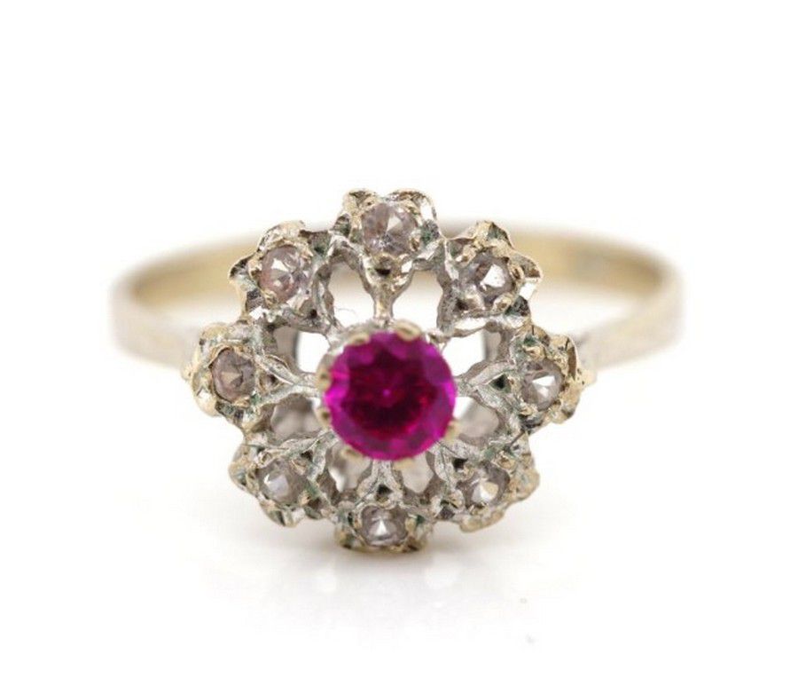 18k White Metal Ring with 12ct Simulant Stone Rings Jewellery