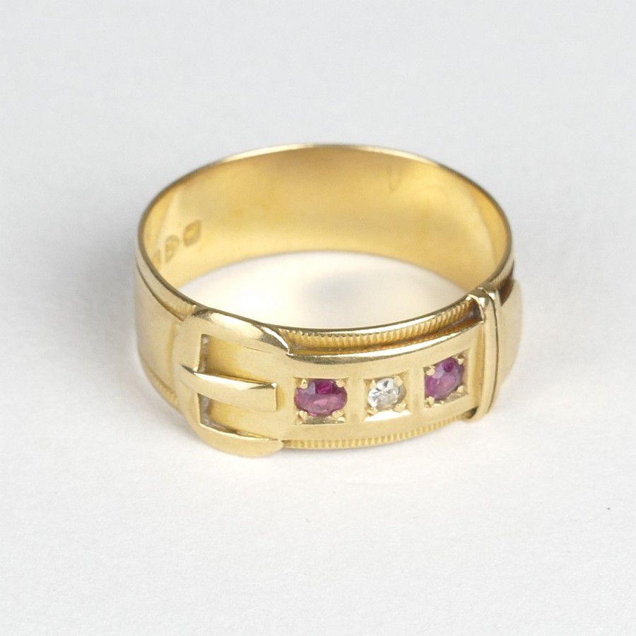 Edwardian Ruby & Diamond Belt Ring - Rings - Jewellery