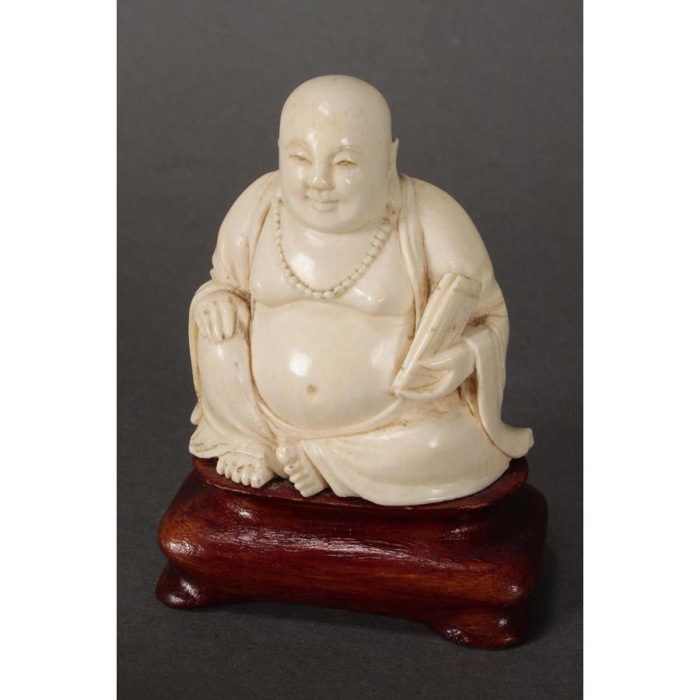 Chinese Ivory Buddha Sculpture with Exposed Belly, 10cm Height - Ivory ...