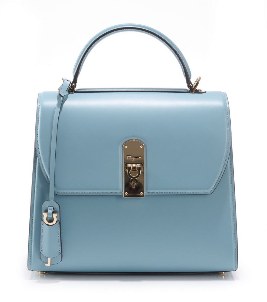 Pale Blue Boxyz Handbag by Ferragamo with Gold Hardware - Handbags ...