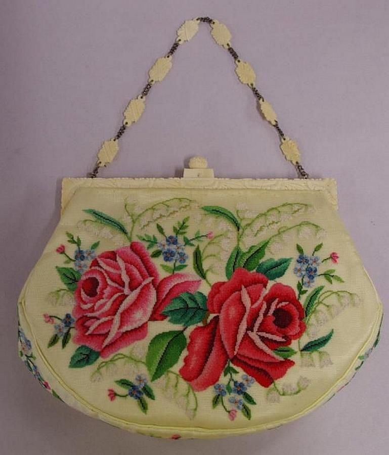 Petit Point Handbags Antique Tapestry Purses Embroidered Bags