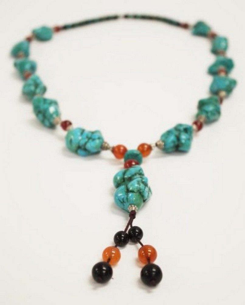 Chinese Turquoise Necklace with Beaded Pendant (8 words) - Zother ...