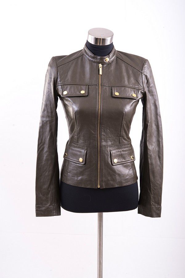 Olive Green Michael Kors Leather Jacket, Size 2 - Clothing - Women's -  Costume & Dressing Accessories