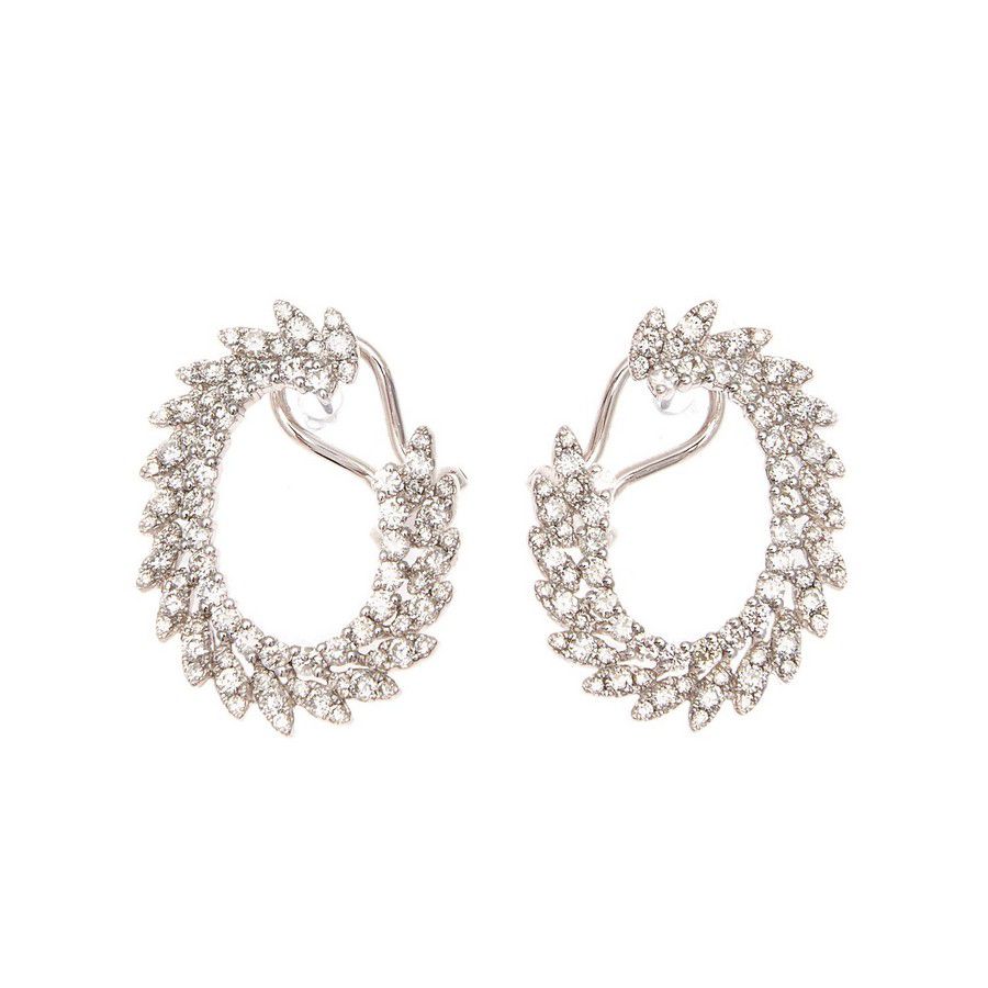 Diamond Wreath Earrings with 2.37ctw Pave Diamonds - Earrings - Jewellery