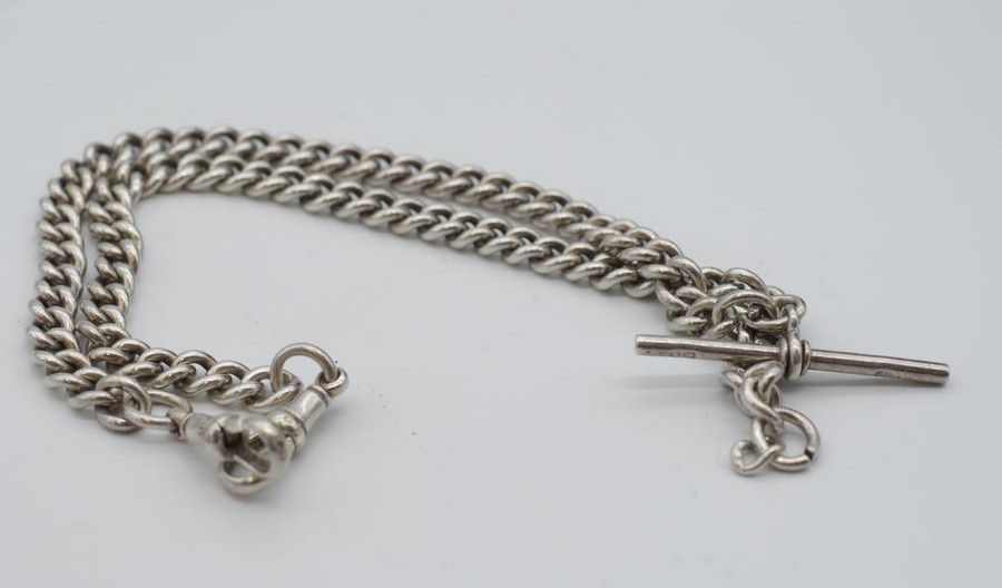 Sterling Silver Double Hook Fob Chain with Hallmarks - Necklace/Chain ...