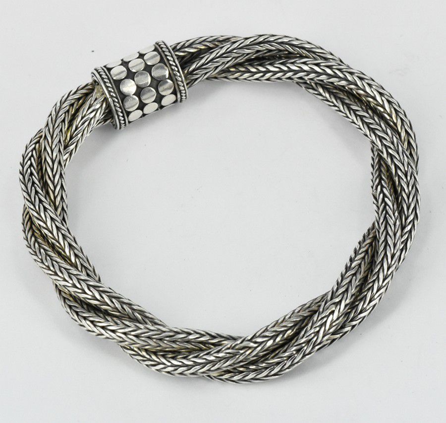 Twisted Braided Sterling Silver Bracelet - 51.3g - Bracelets/Bangles ...