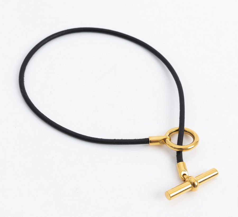 Hermes Gold and Leather Chaine D'Ancre Necklace - Necklace/Chain ...