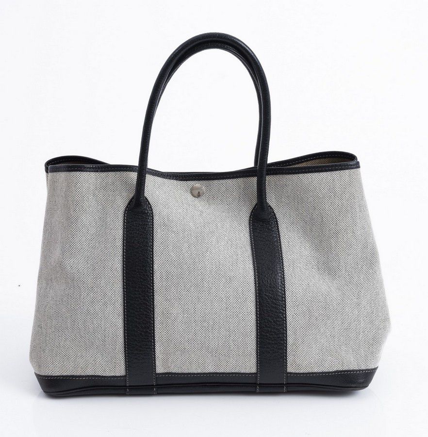 Hermes Garden Party Bag Canvas In Grey