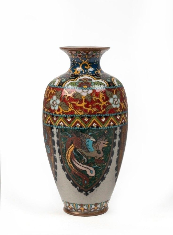 Meiji Period Japanese Ginbari Cloisonne Vase Cm High Cloisonne Oriental