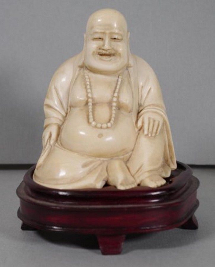 Carved Ivory Buddha on Stand, Chinese Republic Era - Ivory - Oriental