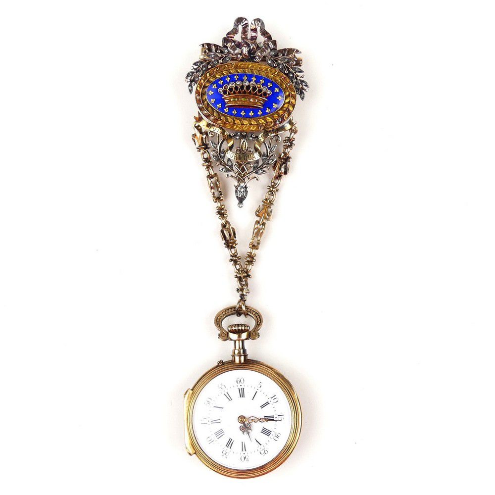 Enameled Gold Chatelaine with Watch by C-T Guenoux 18th Century - Ref.59834