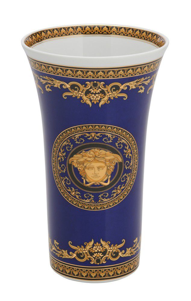 Rosenthal Versace Ikarus Medusa Vase in Gold and Blue - Rosenthal ...