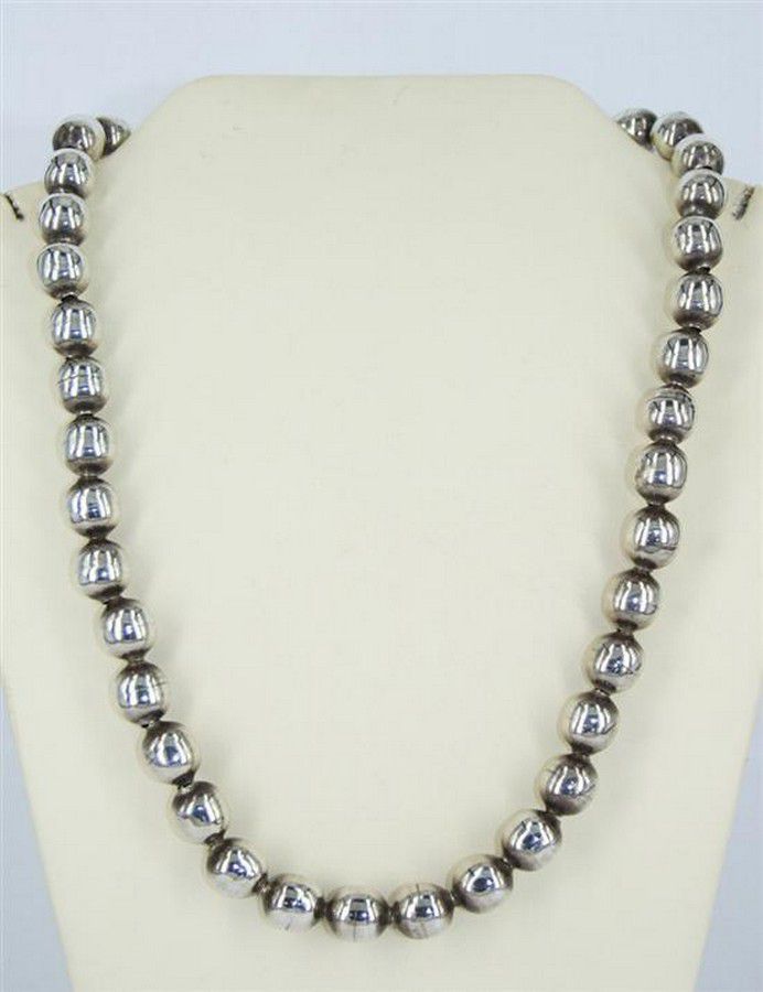 Mexican Silver Beaded Necklace - 50cm, 58g - Necklace/Chain - Jewellery