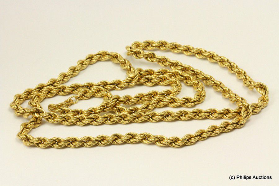 18ct Gold Rope Twist Chain, 68cm Length - Necklace/Chain - Jewellery