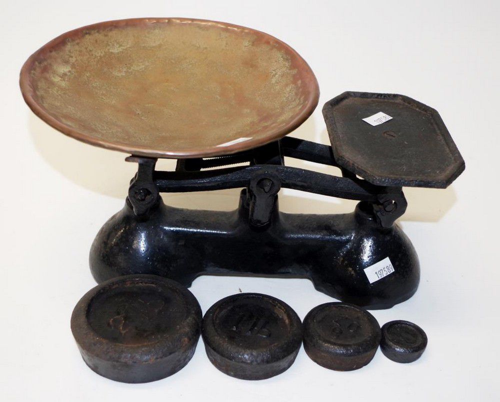 Vintage Cast Iron Scales with Weights Set Scales Household Objects