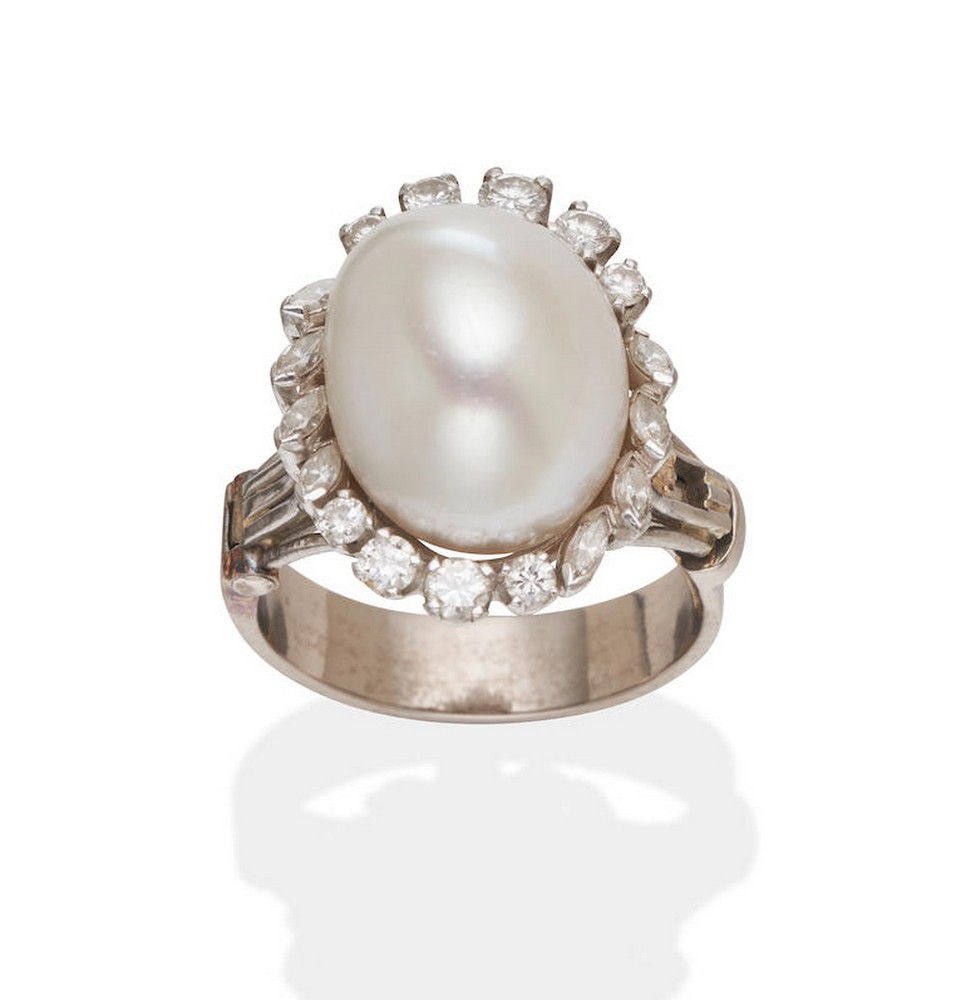 Baroque Pearl & Diamond Cocktail Ring - Rings - Jewellery