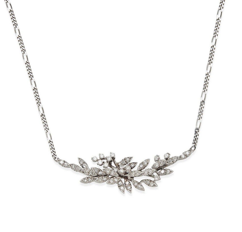 Foliate Diamond Pendant Necklace - Pendants/Lockets - Jewellery