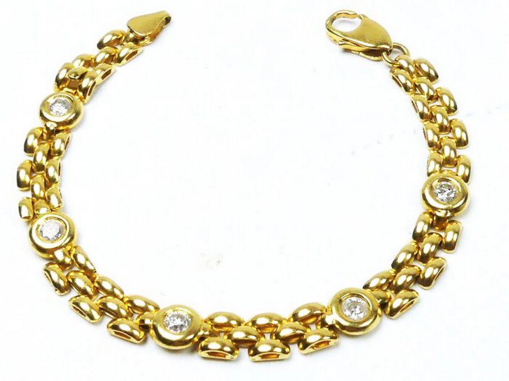 18ct Gold Diamond Bracelet, 5 Stones, 0.22ct Each Bracelets/Bangles