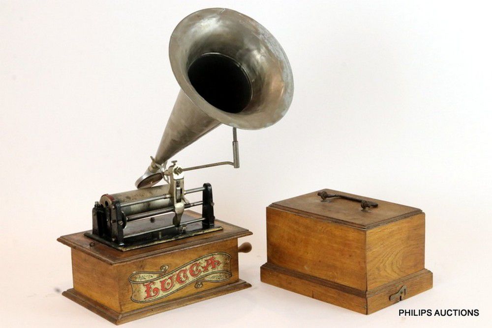 Lucca Cylinder Phonograph With Floating Horn 1900 Gramophones