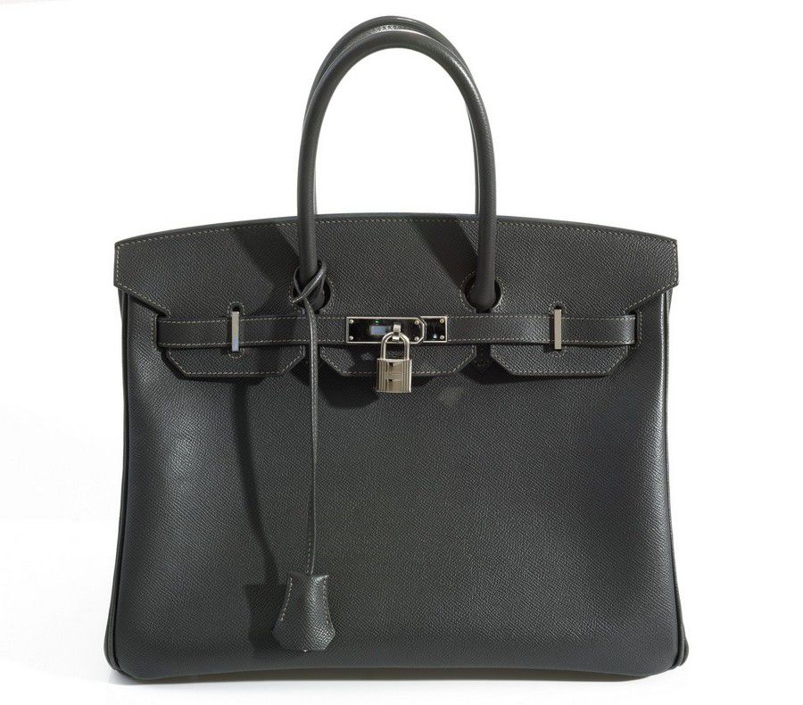 Grey Leather Birkin 35 Handbag with Silver Hardware - Handbags & Purses ...
