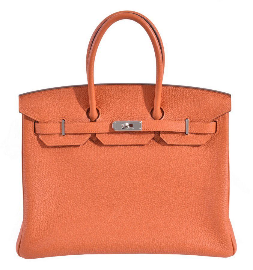 Orange Hermes Birkin 35 Handbag with Silver Hardware - Handbags ...
