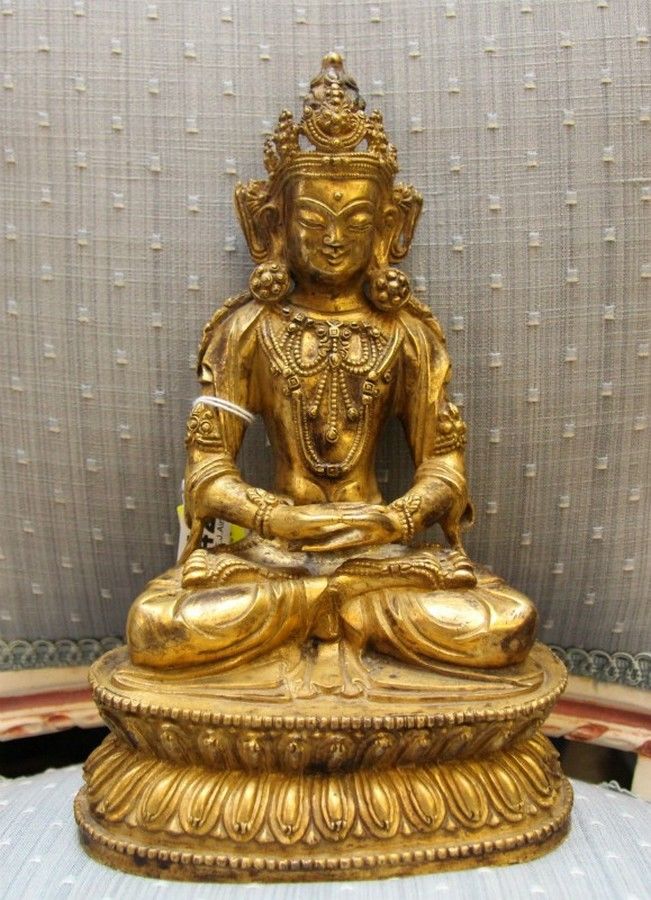 Gilt Bronze Tibetan Buddha Figure, 19th Century - Bronze - Oriental