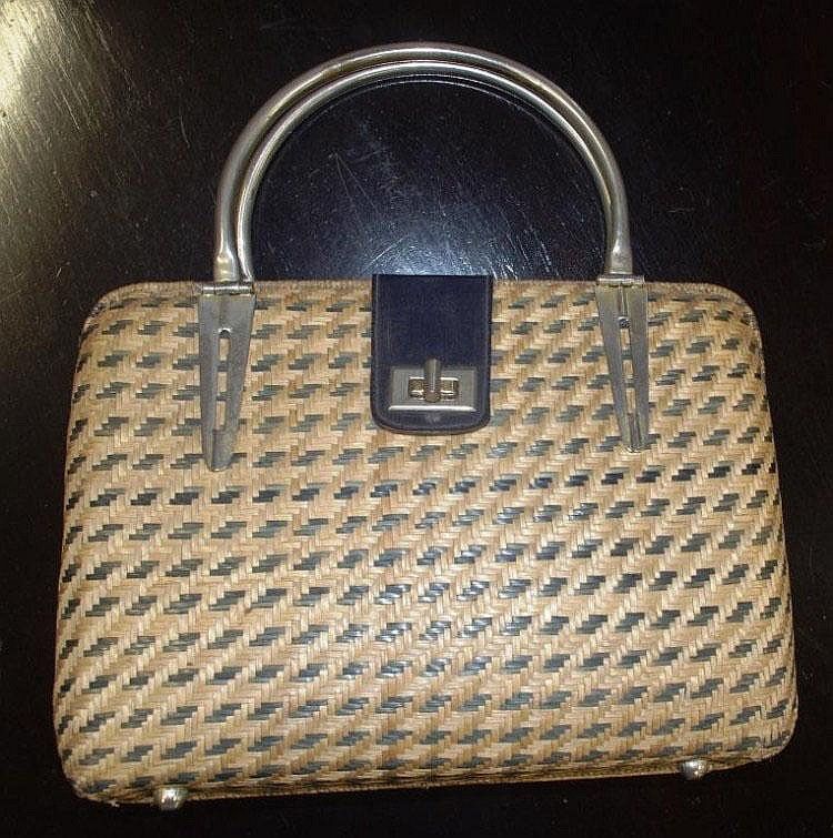 1960s Cane Handbag with Metal Fittings - Handbags & Purses - Costume ...