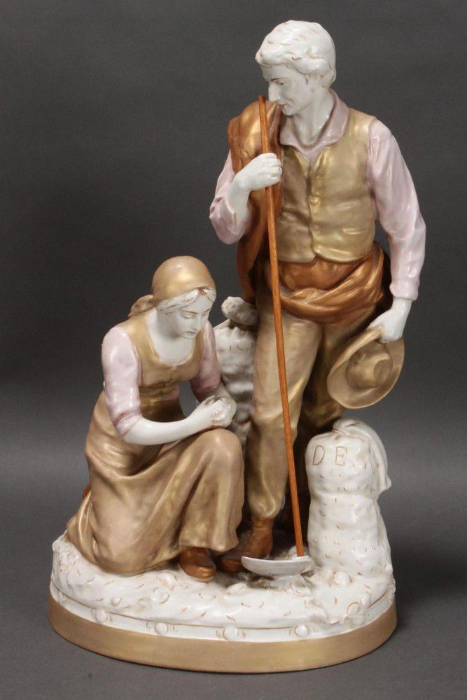 Royal Dux Porcelain Figure Group Man and Woman Royal Dux Ceramics